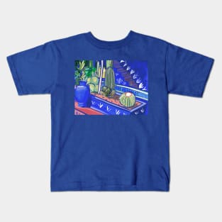 Blue cactus style Kids T-Shirt